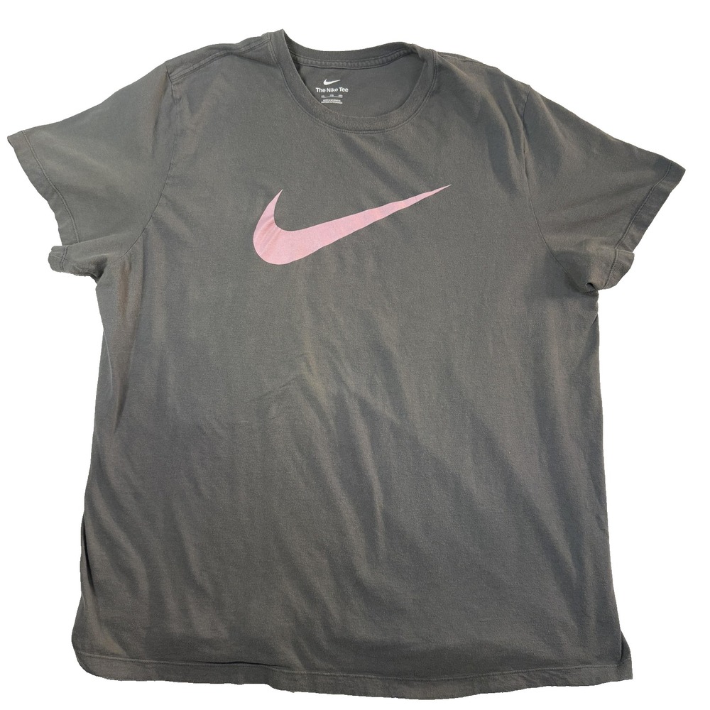 Nike Shirt Womens 2XL Gray The Nike Tee Pink Swoosh Logo Sportswear Athleisure